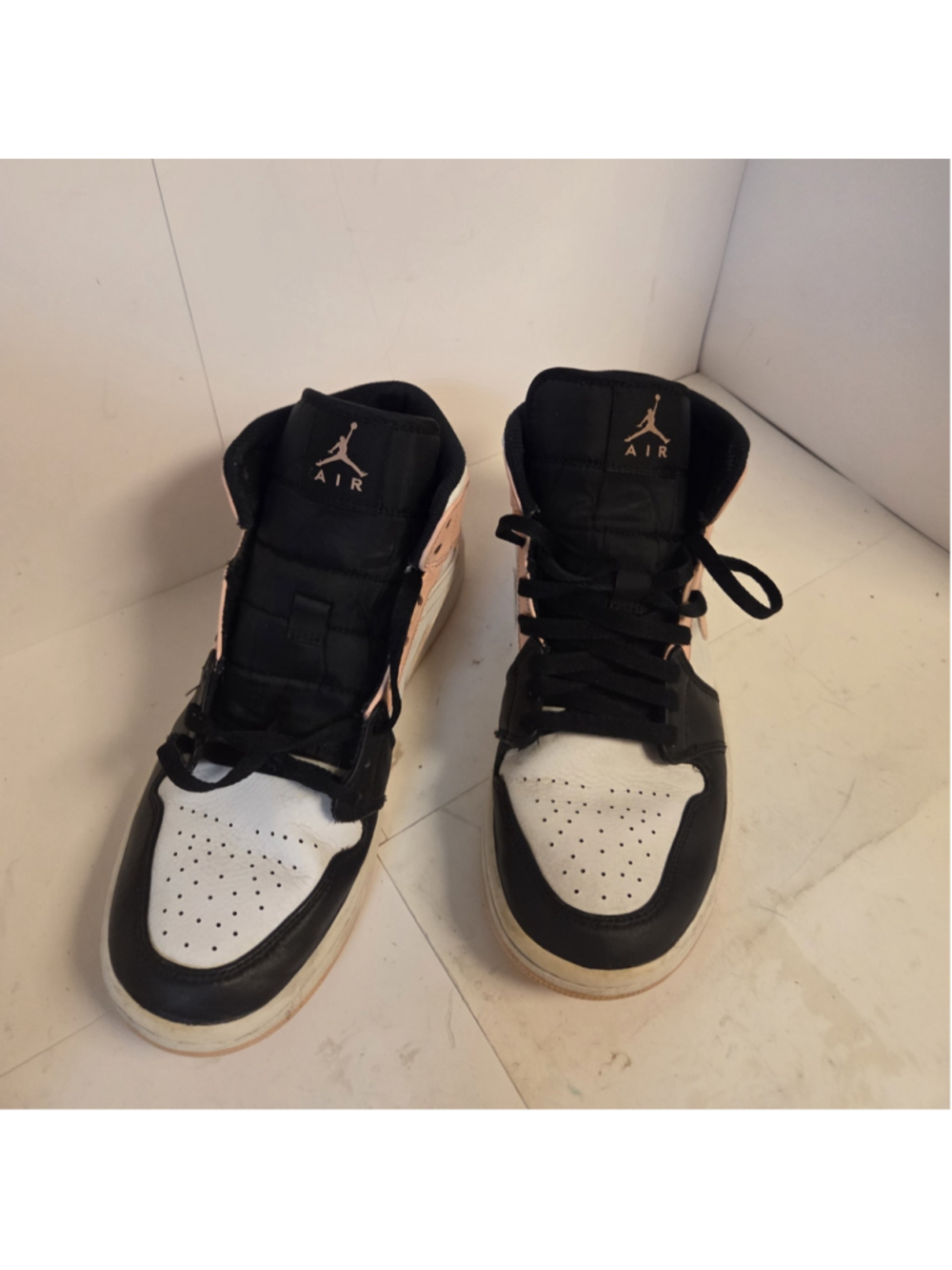 Jordan Mid Sneakers Size 8 White Black Pink